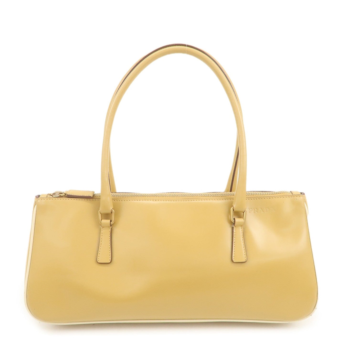 PRADA Leather Shoulder Bag Hand Bag Light Brown