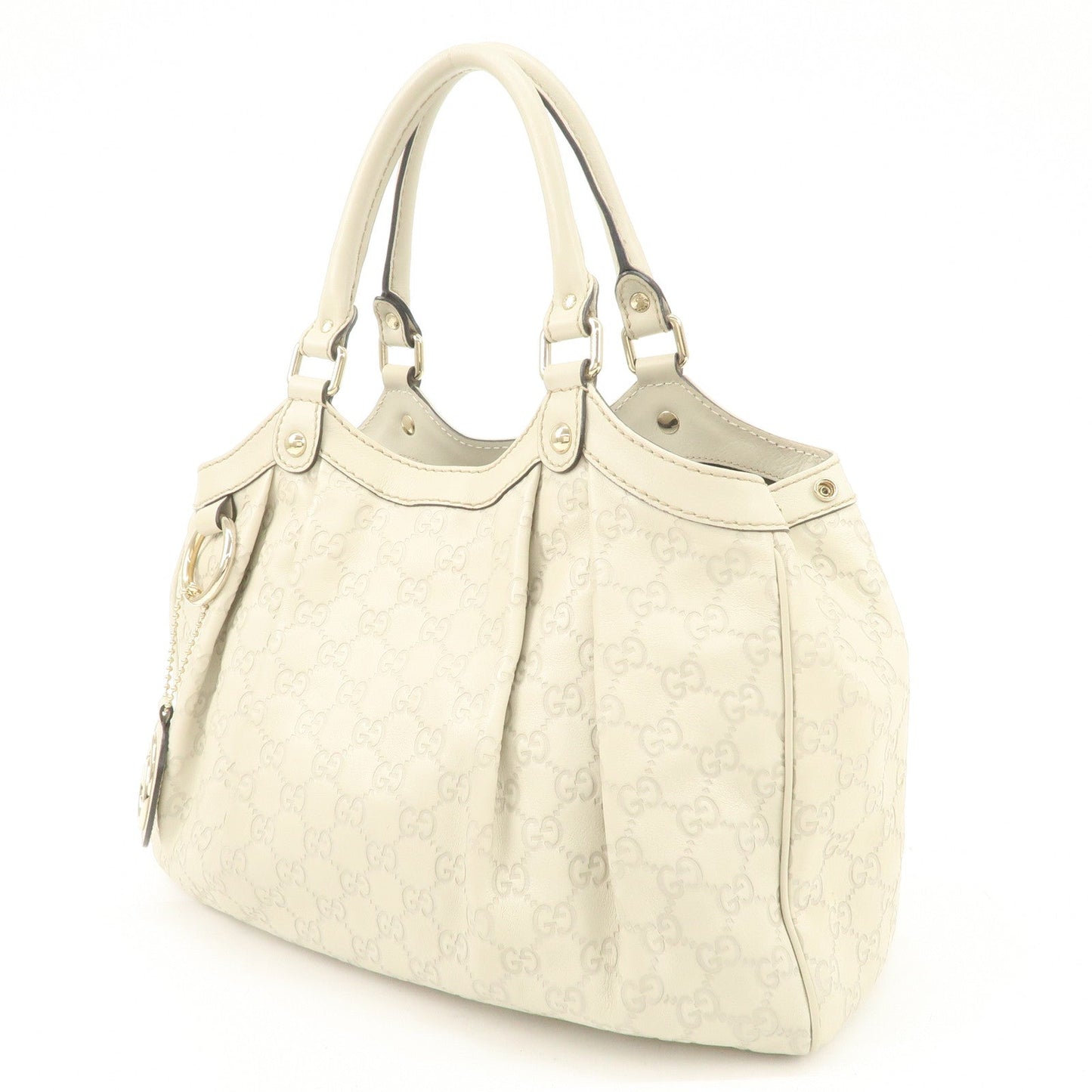 GUCCI Sukey Guccissima Leather Tote Bag Hand Bag Ivory 211944