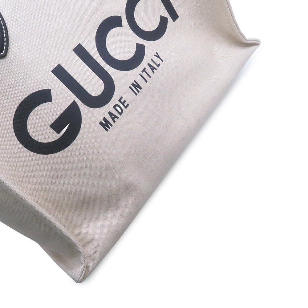 GUCCI Gucci Print Tote Bag Ivory/Navy772176 Canvas Leather