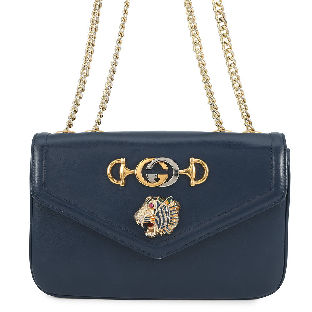 GUCCI Raja ChainShoulder Navy537241 Leather Size Medium