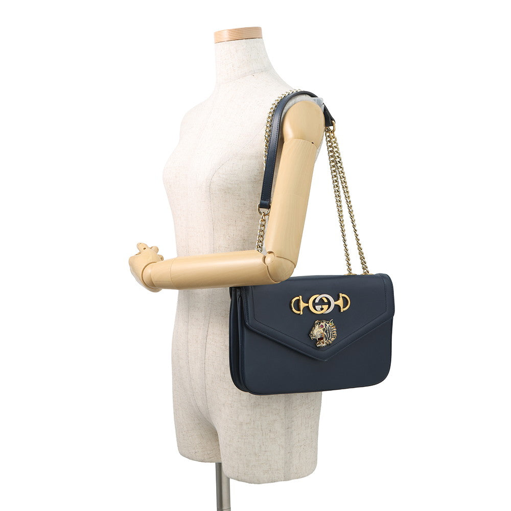 GUCCI Raja ChainShoulder Navy537241 Leather Size Medium
