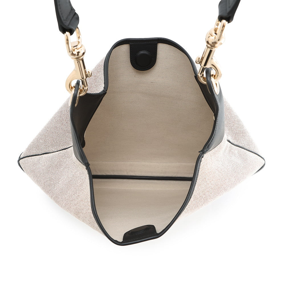 GUCCI one belt tote Beige/Black815924 Canvas Leather Size Medium