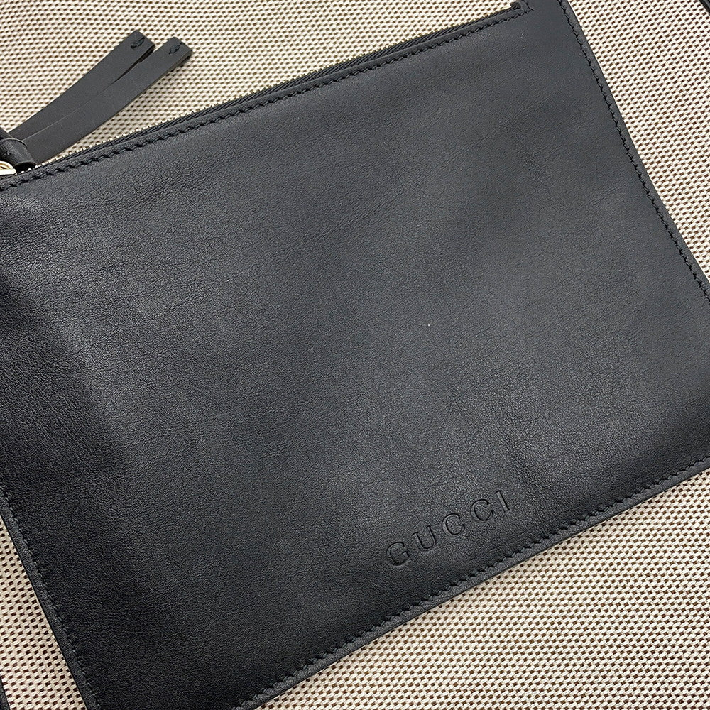 GUCCI one belt tote Beige/Black815924 Canvas Leather Size Medium