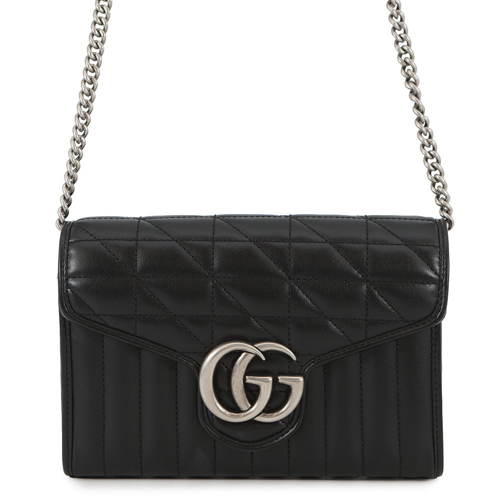 GUCCI GG Marmont ChainShoulder Black474575 Leather