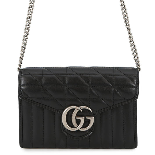 GUCCI GG Marmont ChainShoulder Black474575 Leather