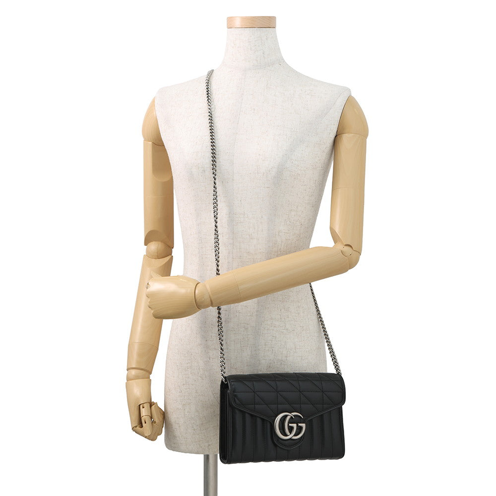 GUCCI GG Marmont ChainShoulder Black474575 Leather