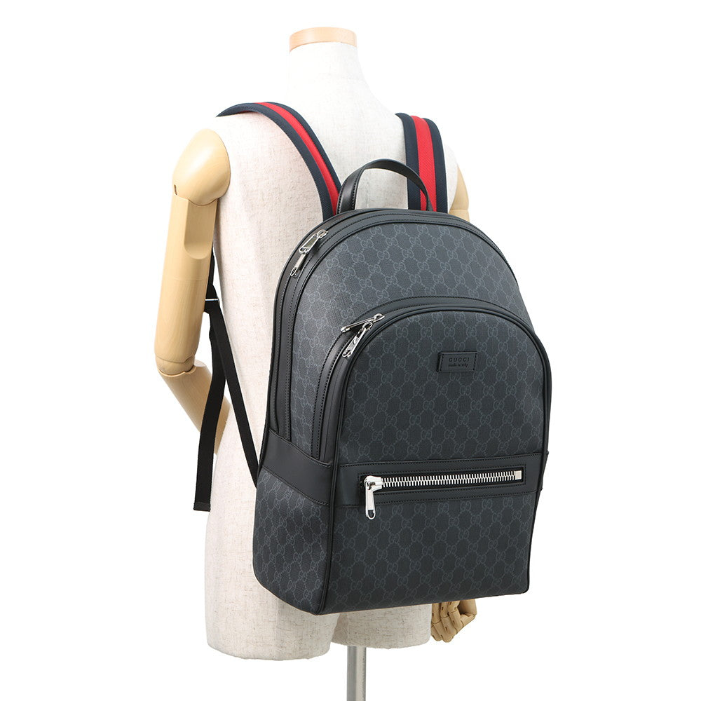 GUCCI GGBlack Backpack Black771158 GG Supreme Leather Size Medium