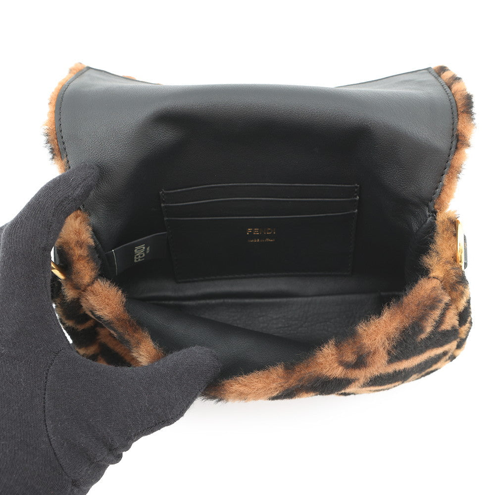 FENDI Mini Bucket Brown/Black8BS017 Mouton Leather