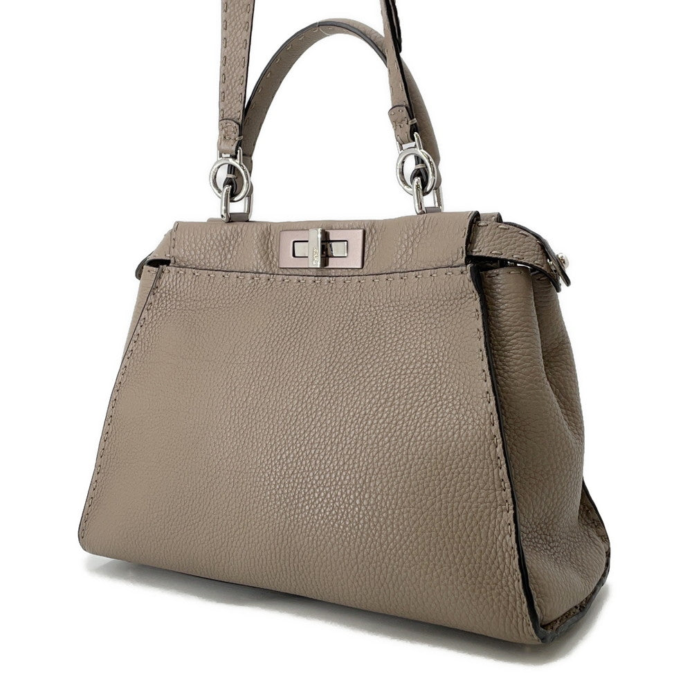 FENDI Peekaboo Selleria Greige8BN290 Leather Size regular