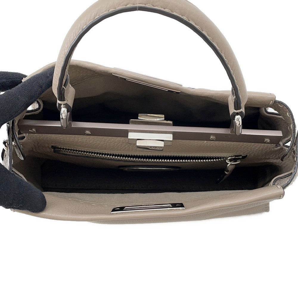 FENDI Peekaboo Selleria Greige8BN290 Leather Size regular