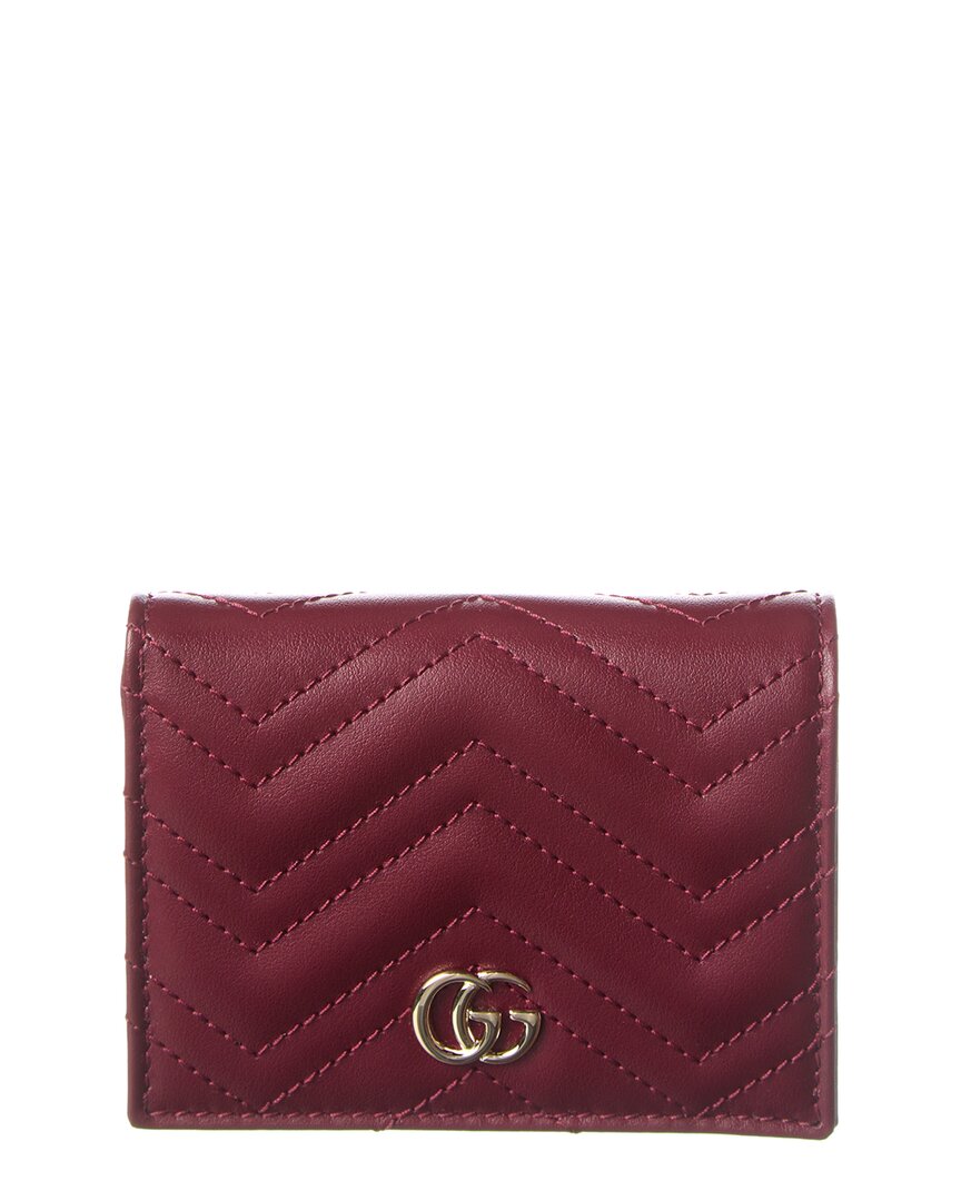 Gucci Gg Marmont Leather Card Case, Red