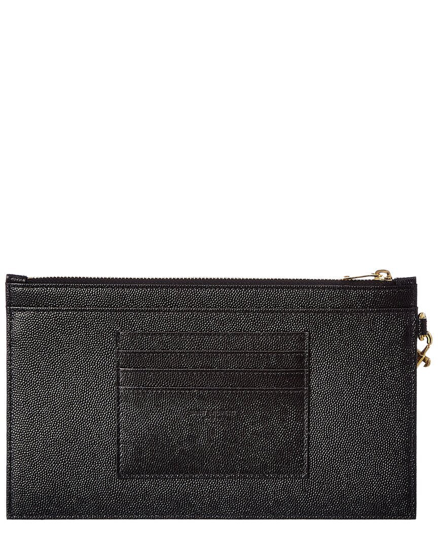 Saint Laurent Monogram Quilted Leather Clutch, Black