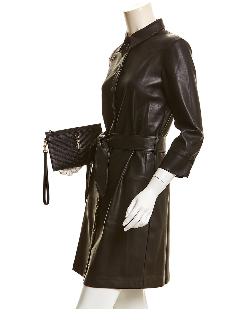 Saint Laurent Monogram Quilted Leather Clutch, Black