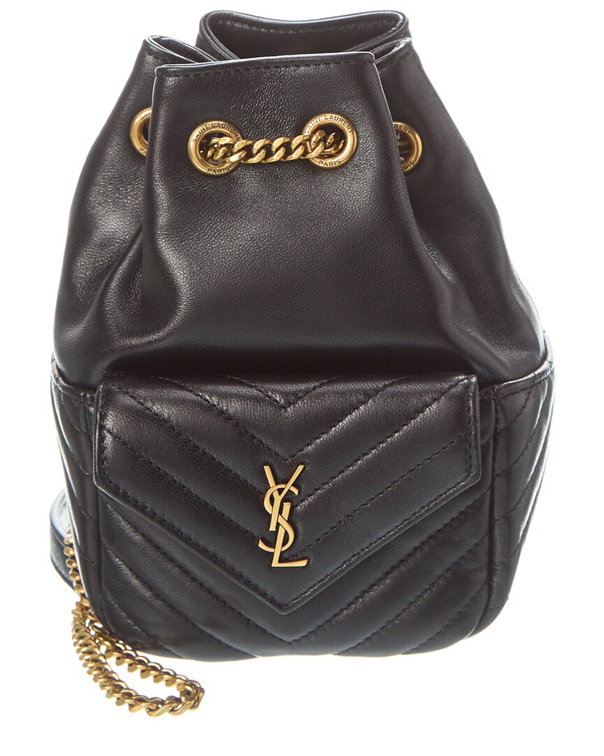 Saint Laurent Joe Mini Quilted Leather Bucket Bag, Black
