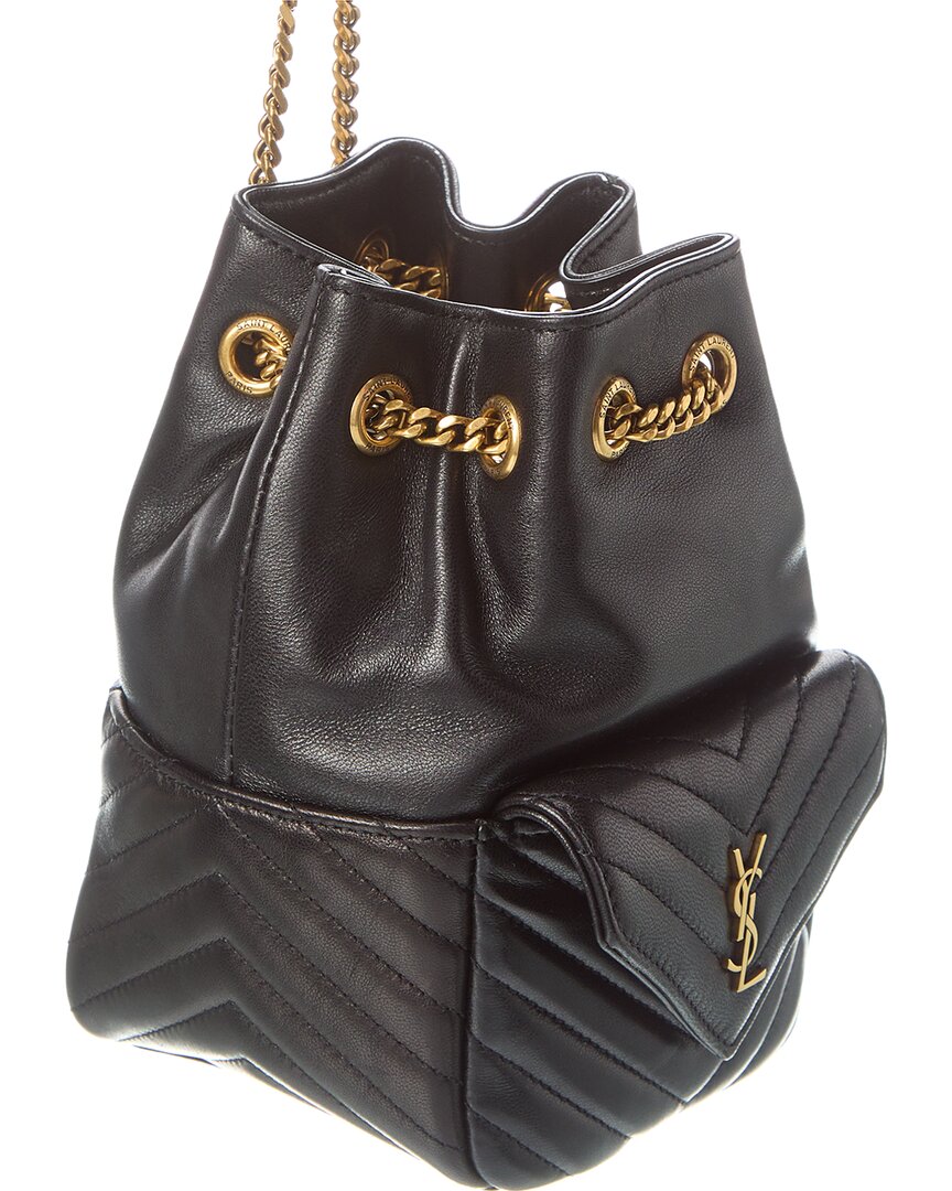 Saint Laurent Joe Mini Quilted Leather Bucket Bag, Black
