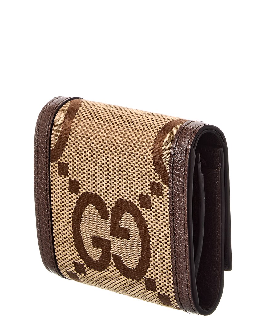 Gucci Bamboo Jumbo Gg Canvas & Leather Card Case
