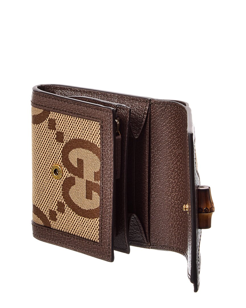 Gucci Bamboo Jumbo Gg Canvas & Leather Card Case