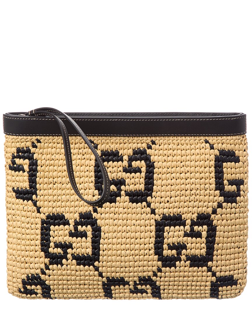 Gucci Gg Leather-Trim Pouch