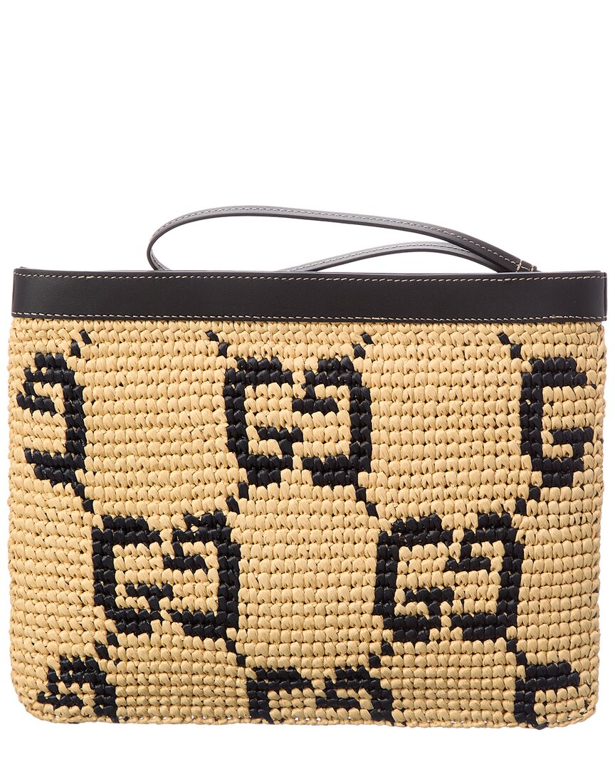 Gucci Gg Leather-Trim Pouch