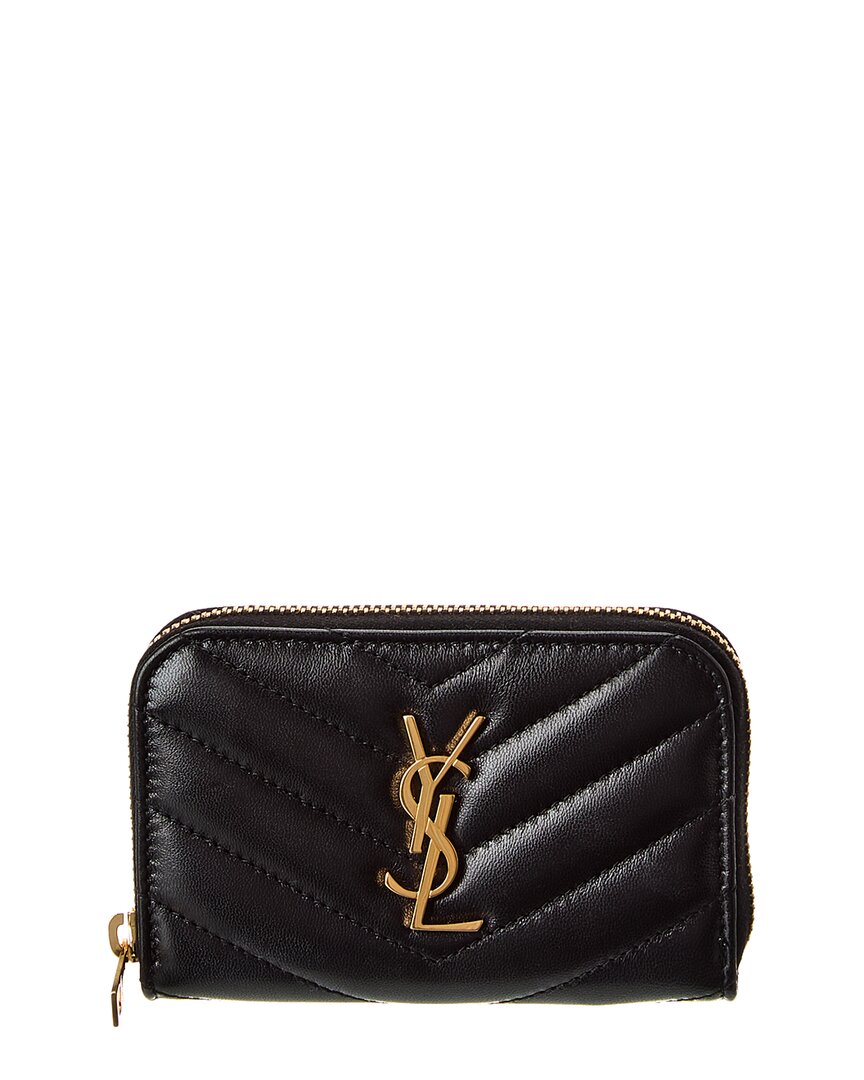 Saint Laurent Cassandre Leather Zip Around Wallet, Os, Black