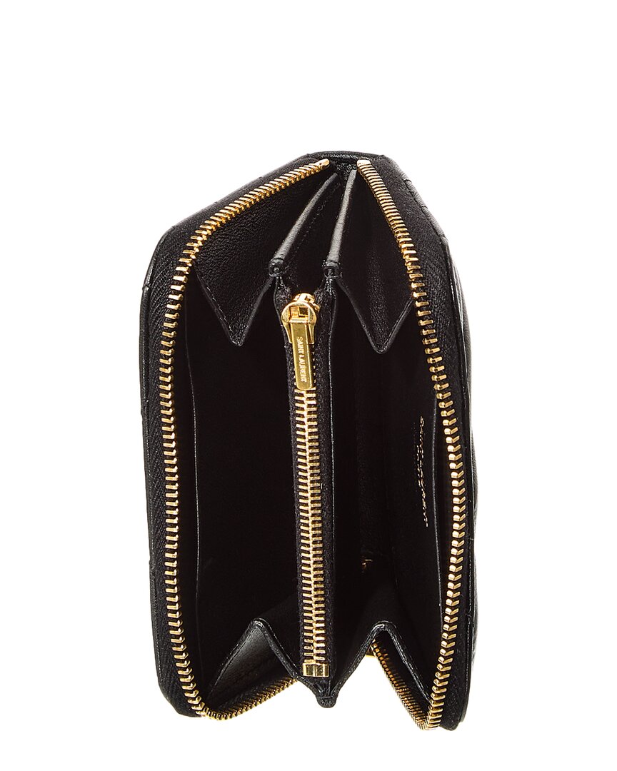 Saint Laurent Cassandre Leather Zip Around Wallet, Os, Black