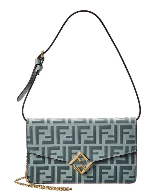Fendi Ff Diamonds Leather Wallet On Chain