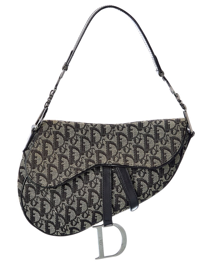 Dior Black Canvas Oblique Saddle Bag (  )