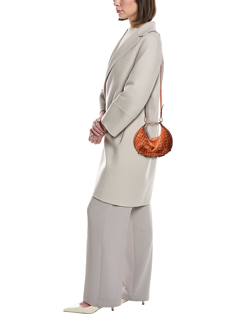 Fendi Fendigraphy Mini Ff Jacquard & Leather Hobo Bag, Orange