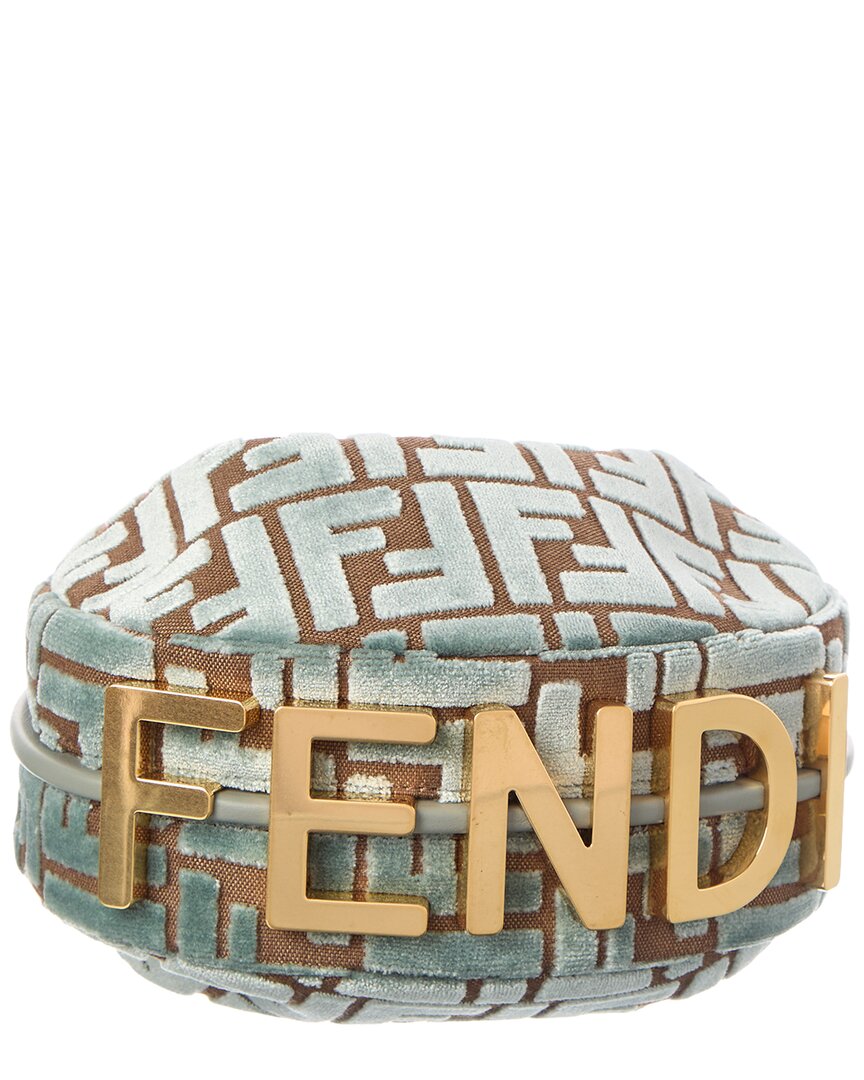 Fendi Fendigraphy Mini Ff Jacquard Velvet & Leather Hobo Bag