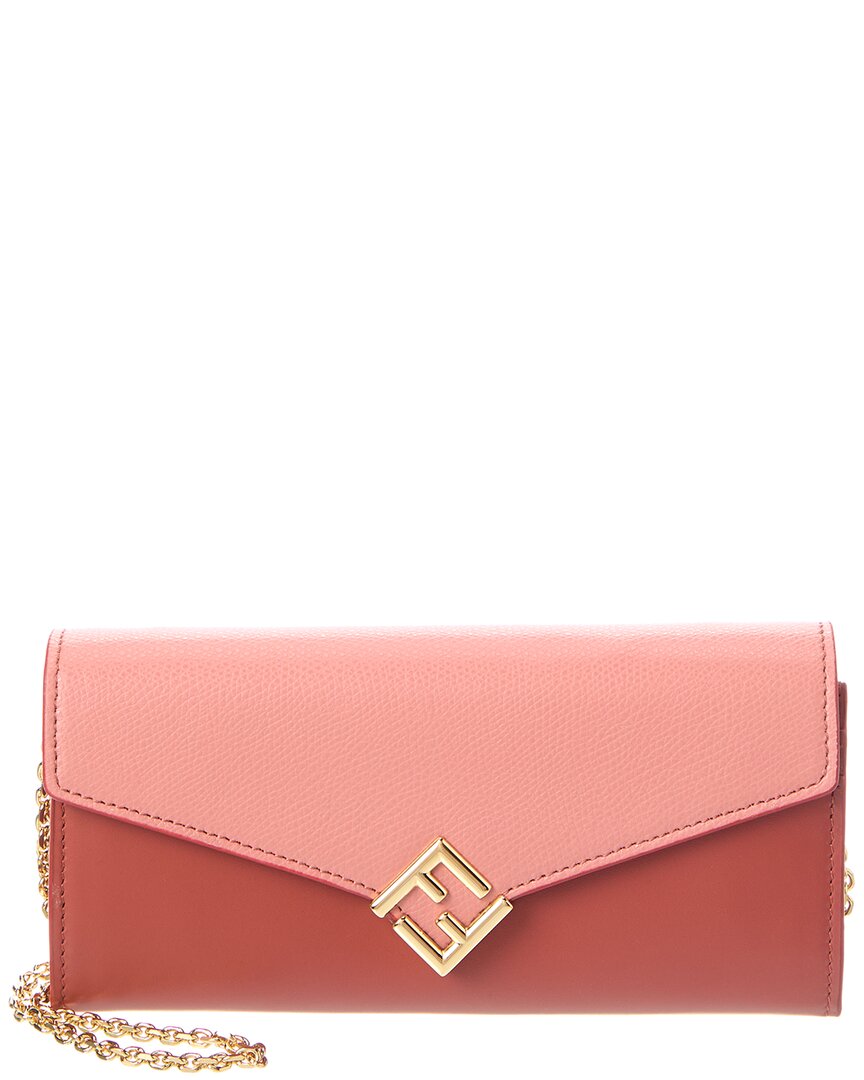 Fendi Ff Diamonds Leather Wallet On Chain