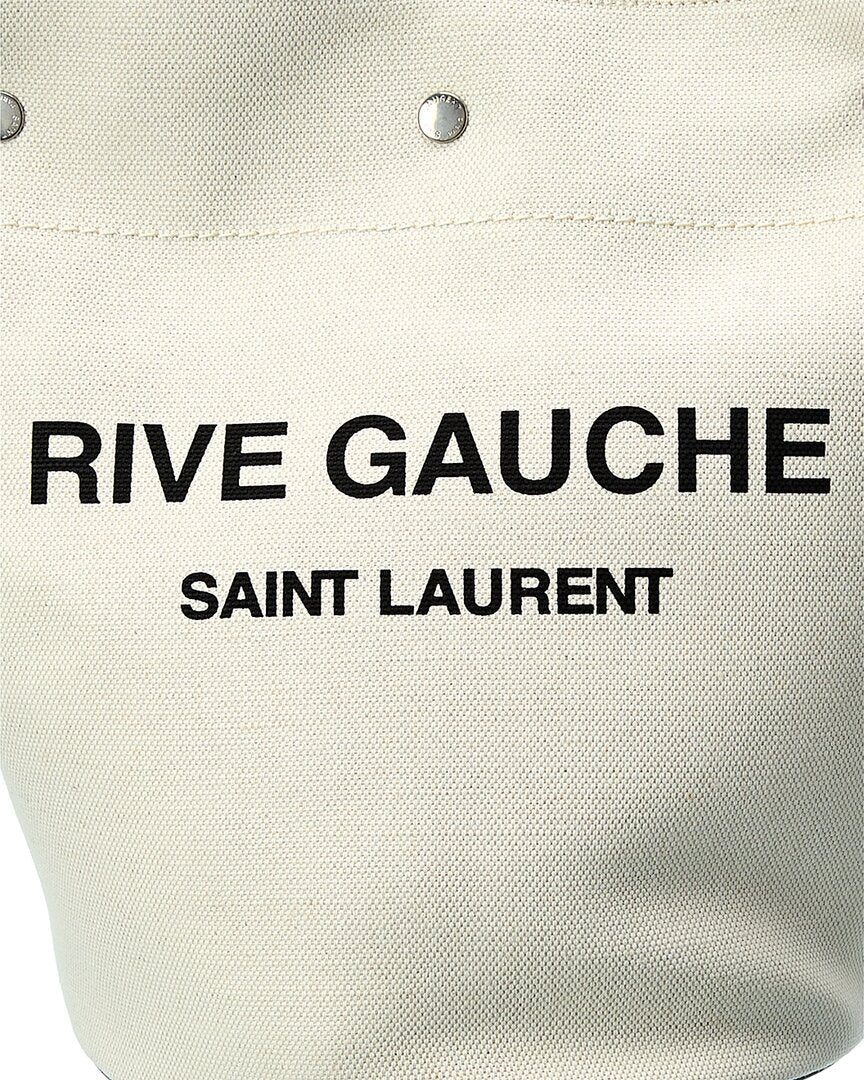 Saint Laurent Rive Gauche Canvas & Leather Bucket Bag