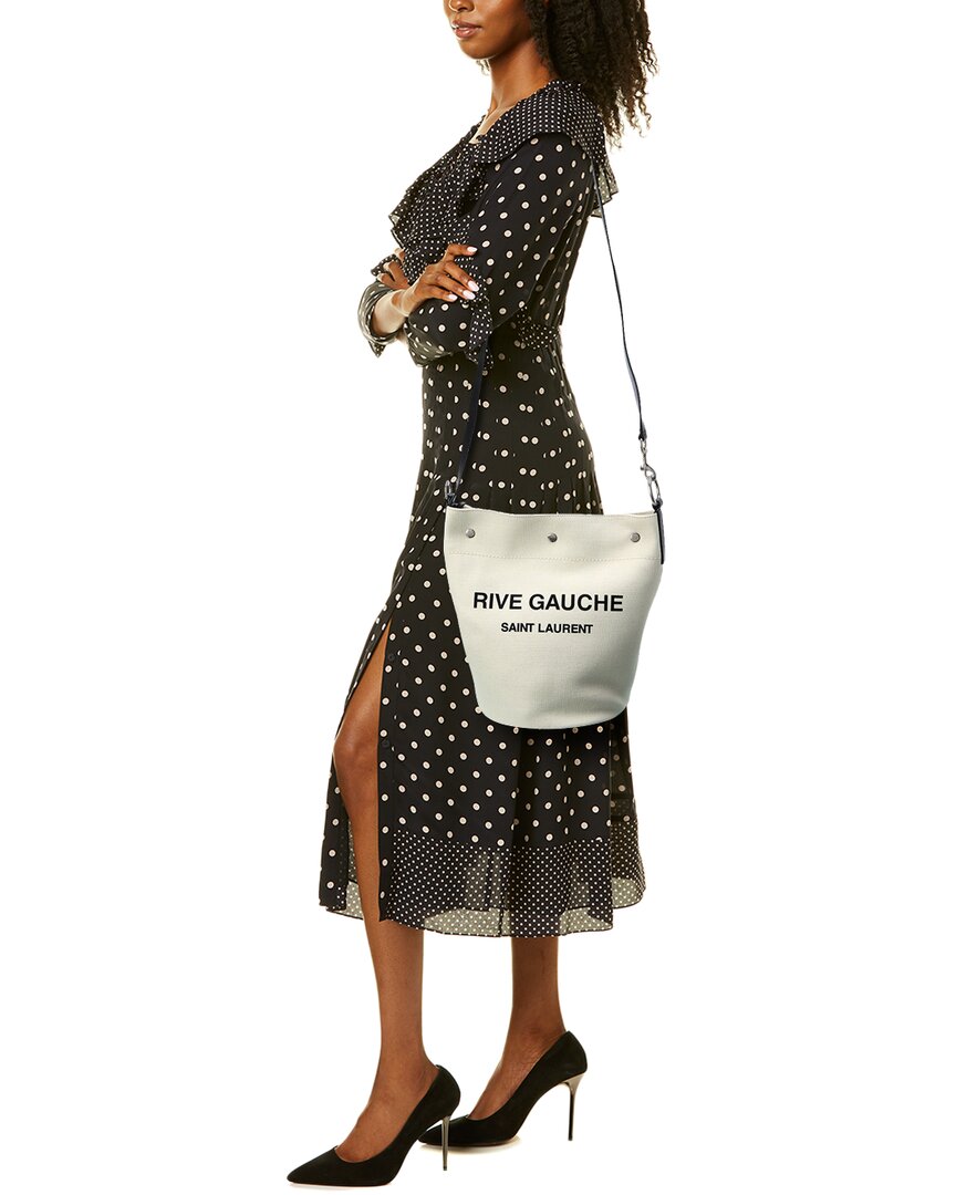 Saint Laurent Rive Gauche Canvas & Leather Bucket Bag