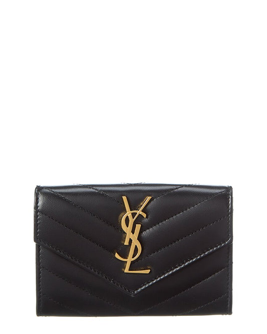 Saint Laurent Small Matelasse Leather Envelope Wallet