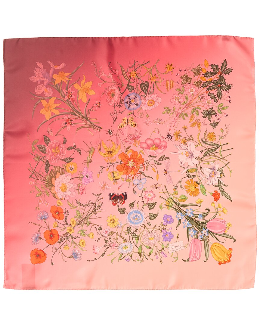 Gucci Printed Flora Silk Twill CarrÃ©