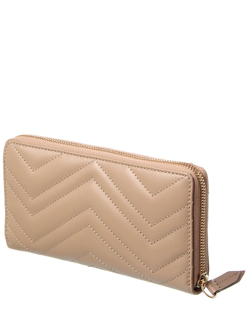 Gucci Gg Marmont Leather Zip Around Wallet, Beige