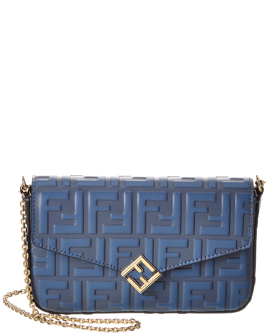 Fendi Ff Diamonds Leather Wallet On Chain