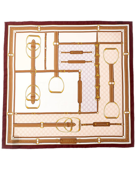 Gucci Horsebit & Gg Print Silk Scarf