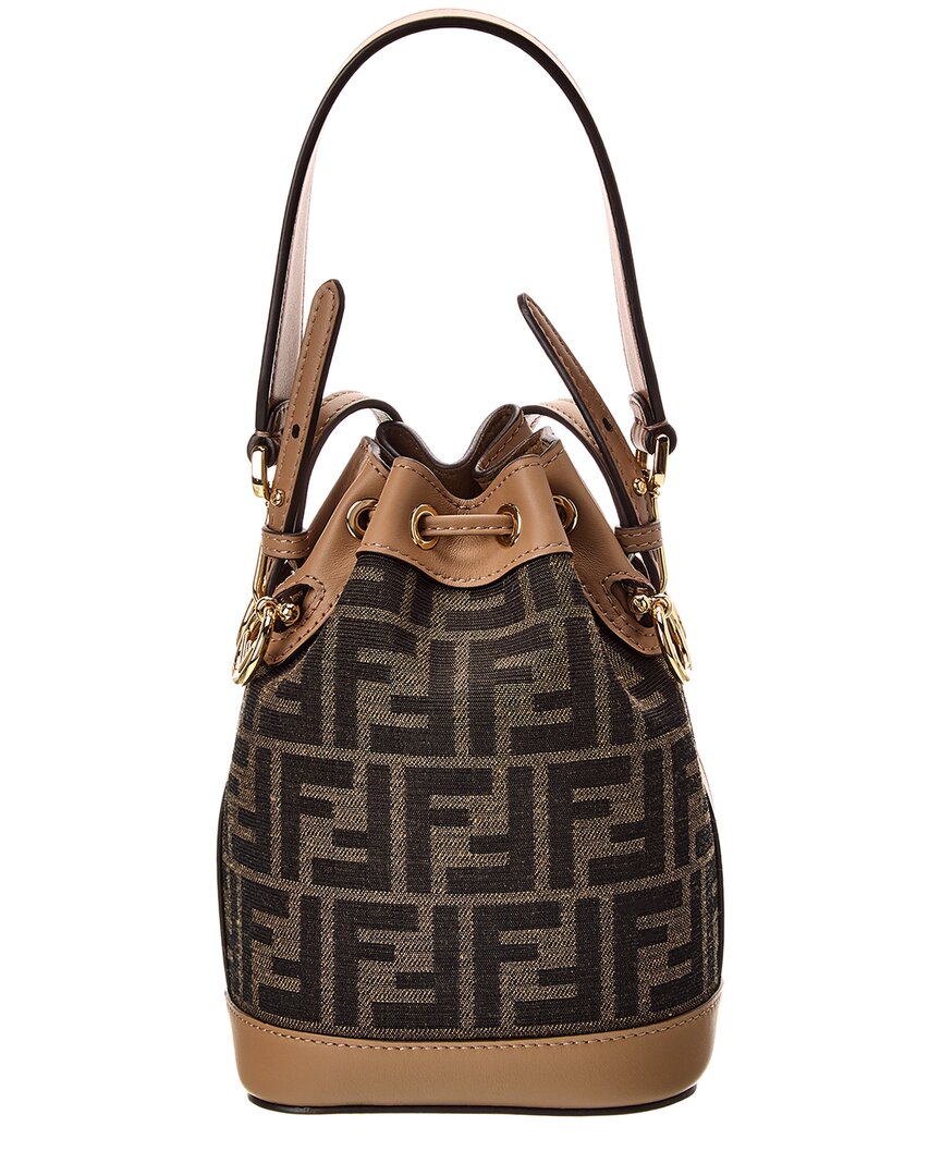 Fendi Mon Tresor Mini Ff Jacquard & Leather Bucket Bag, Brown
