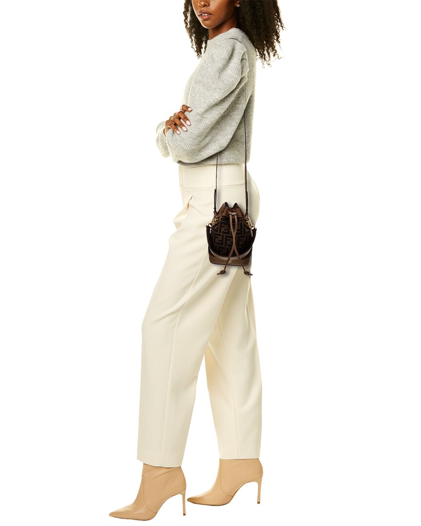 Fendi Mon Tresor Mini Ff Jacquard & Leather Bucket Bag, Brown
