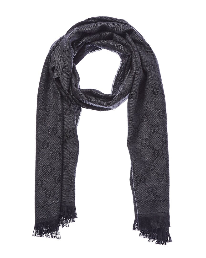 Gucci Gg Jacquard Pattern Wool Scarf