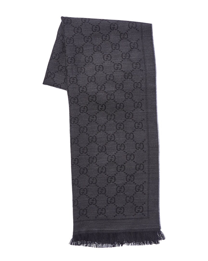 Gucci Gg Jacquard Pattern Wool Scarf