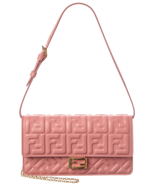 Fendi Baguette Ff Leather Wallet On Chain