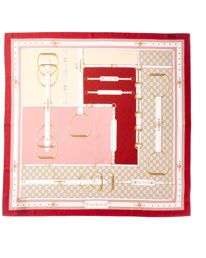 Gucci Horsebit & Gg Print Silk Scarf