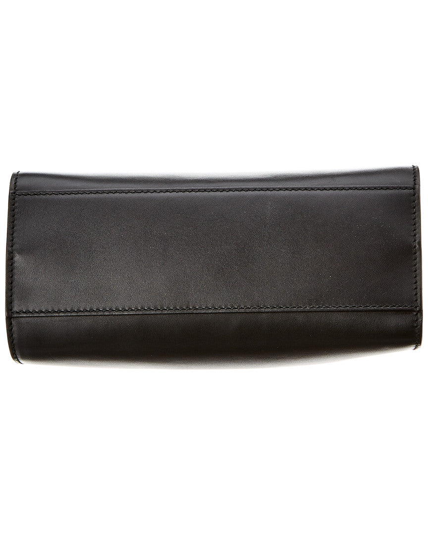 Gucci Black Leather Bamboo Nymphaea Bag ()