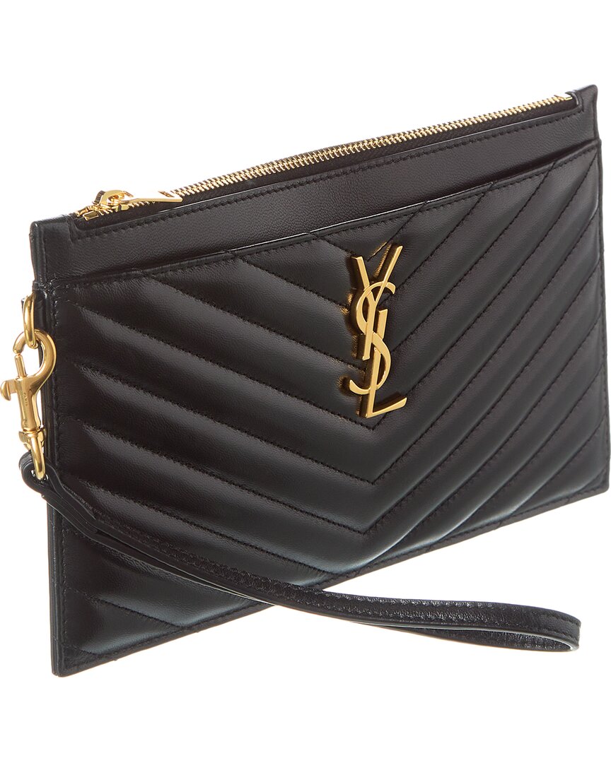 Saint Laurent Cassandre Large Zipped Leather Pouch