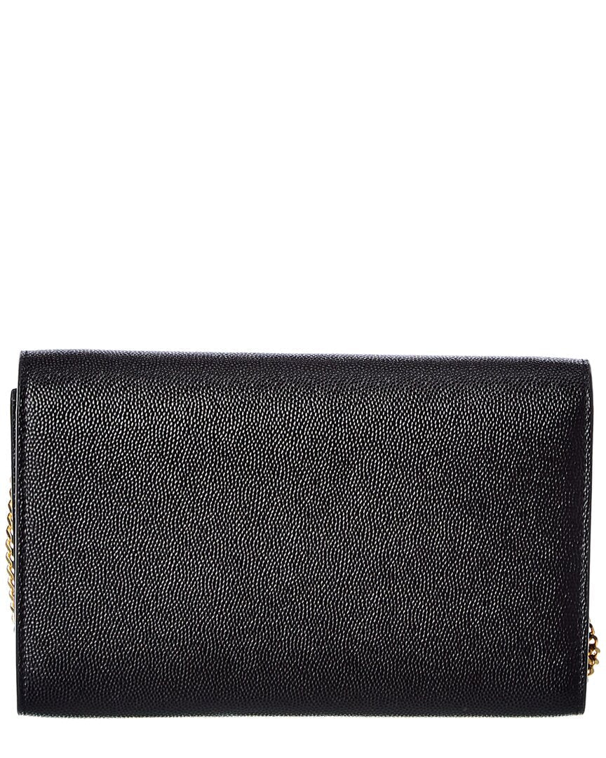 Saint Laurent Uptown Embossed Leather Wallet On Chain
