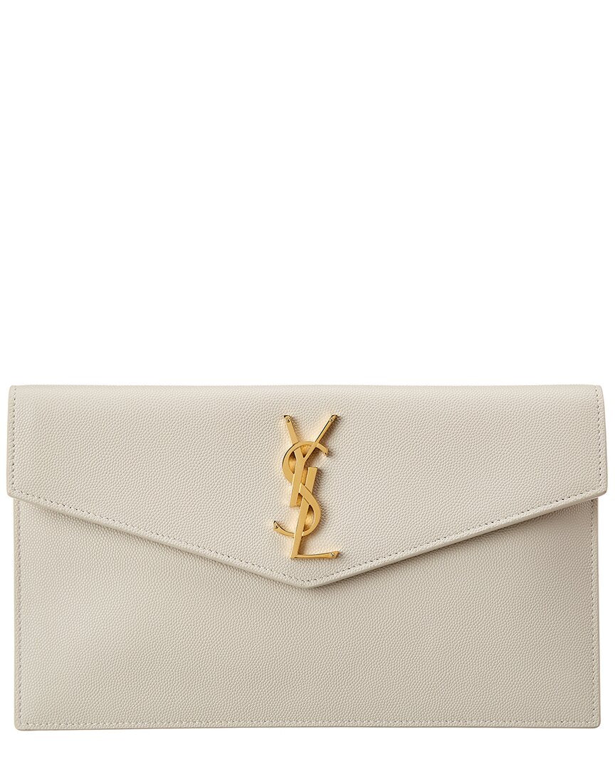Saint Laurent Uptown Leather Pouch, White