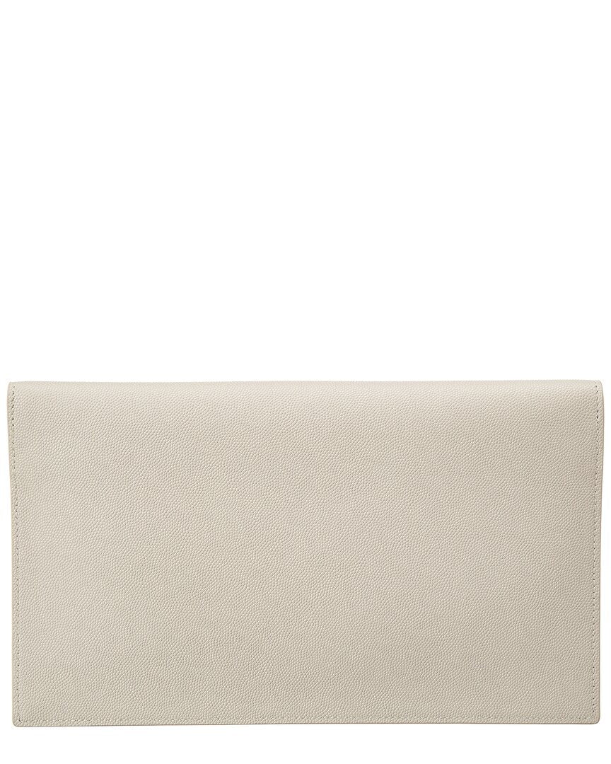 Saint Laurent Uptown Leather Pouch, White