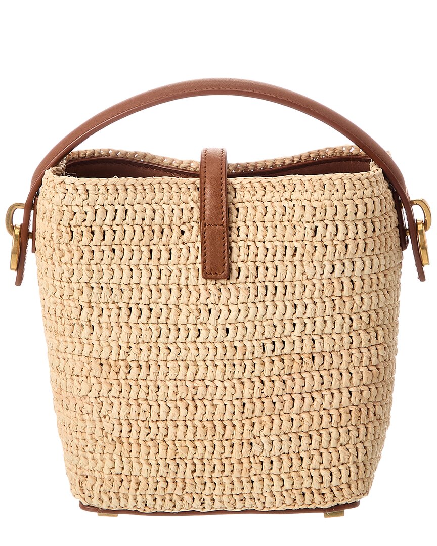 Saint Laurent Le 37 Mini Raffia & Leather Bucket Bag