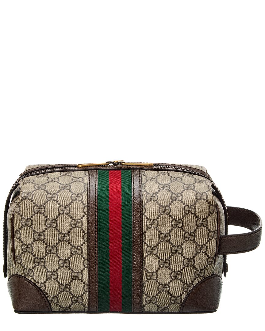 Gucci Savoy Gg Supreme Canvas & Leather Toiletry Case